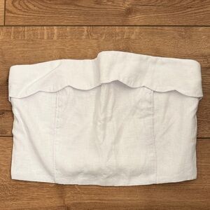 ❤️NWOT Abercrombie & Fitch strapless scalloped linen crop top w/removable straps